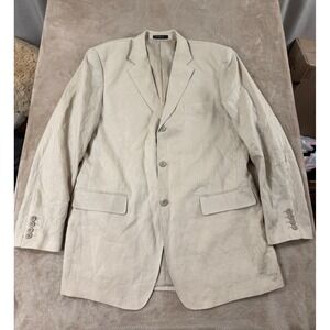 Vitali Milano Men Tessuto 100% Linen Blazer Sport Coat Beige 3 Button L44/W38